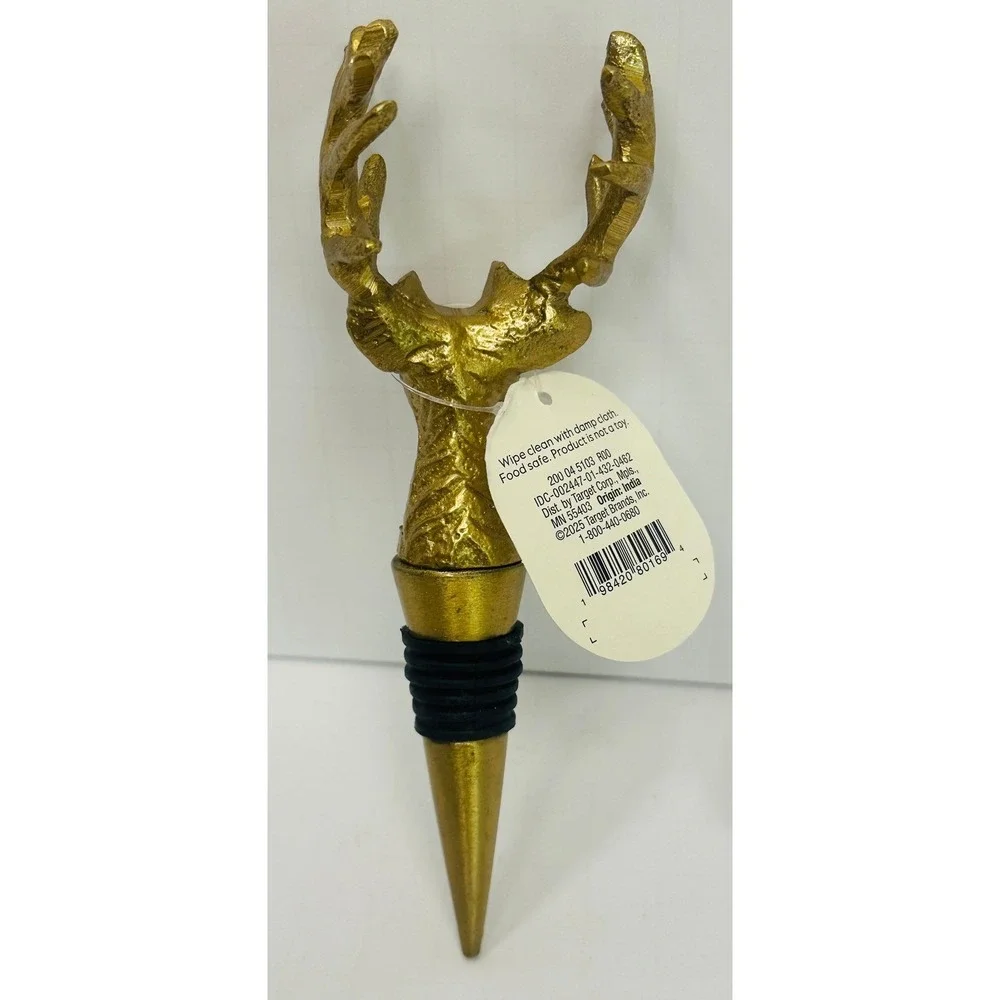 Threshold Gold Reindeer Head Wine Bottle Stopper 6